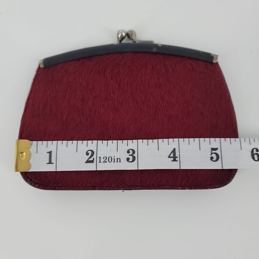 Fossil Leather & Hair-On Hide Frame Wallet Red Black Kiss Lock Clutch - Picture 7 of 8